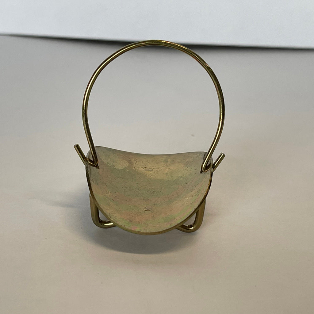 1:12 Scale Miniature Metal Log Holder with Arched Handle, 1-9/16 inch tall, DIY Dollhouse Supply (brass)