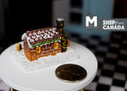 1:12 Scale Miniature Christmas Gingerbread House with Snowy Roof, 1-3/4 inch long, DIY Dollhouse Supply