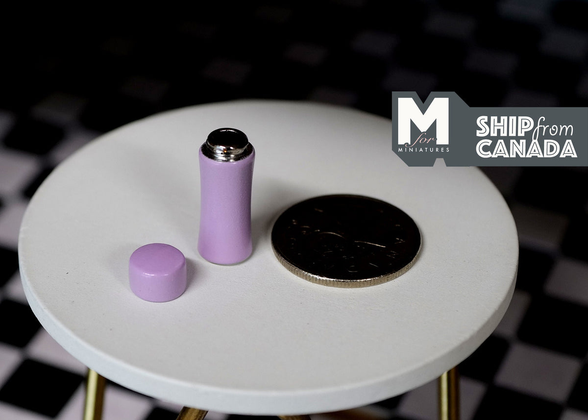 1:12 Scale Miniature Metal Insulated Water Bottle with Cap, 7/8 inch tall, DIY Dollhouse Supply (purple)