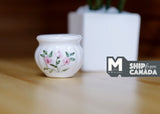 1:12 Dollhouse Supplies Miniature Ceramic Round Flower Pot , Leaves Ceramic Planter - B076