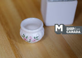 1:12 Dollhouse Supplies Miniature Ceramic Round Flower Pot , Leaves Ceramic Planter - B076