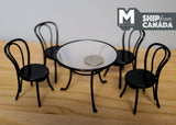 1:12 Dollhouse Supplies miniature metal patio table and chairs / metal black garden bistro set of 5 B002