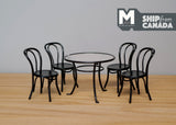 1:12 Dollhouse Supplies miniature metal patio table and chairs / metal black garden bistro set of 5 B002