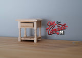 1:12 Dollhouse Supplies miniature unpainted bedroom nightstand with drawer - J043