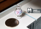 1:12 Scale Miniature Glass Candy Jar with Pastel Candies, Star Top Lid, 1-3/16 inch tall, DIY Dollhouse Supply
