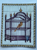 1:12 Dollhouse Bird and Cage Mosaic Tile on Cardstock Miniature Mosaic Wallpaper 2-1/8" x 2-5/8"