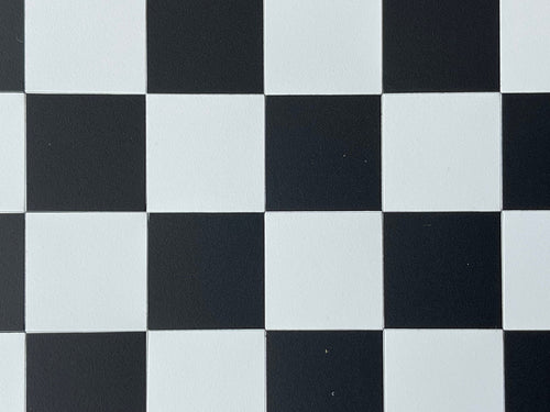 1:12 Scale Miniature Black and White Checkered Floor Tile Sheet, 6 x 12 Tiles, 4-13/16 x 9-5/8 inch, DIY Dollhouse Supply