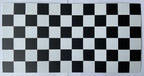 1:12 scale miniature black and white checkered floor tile sheet, 6 x 12 tiles, full sheet viewed from above