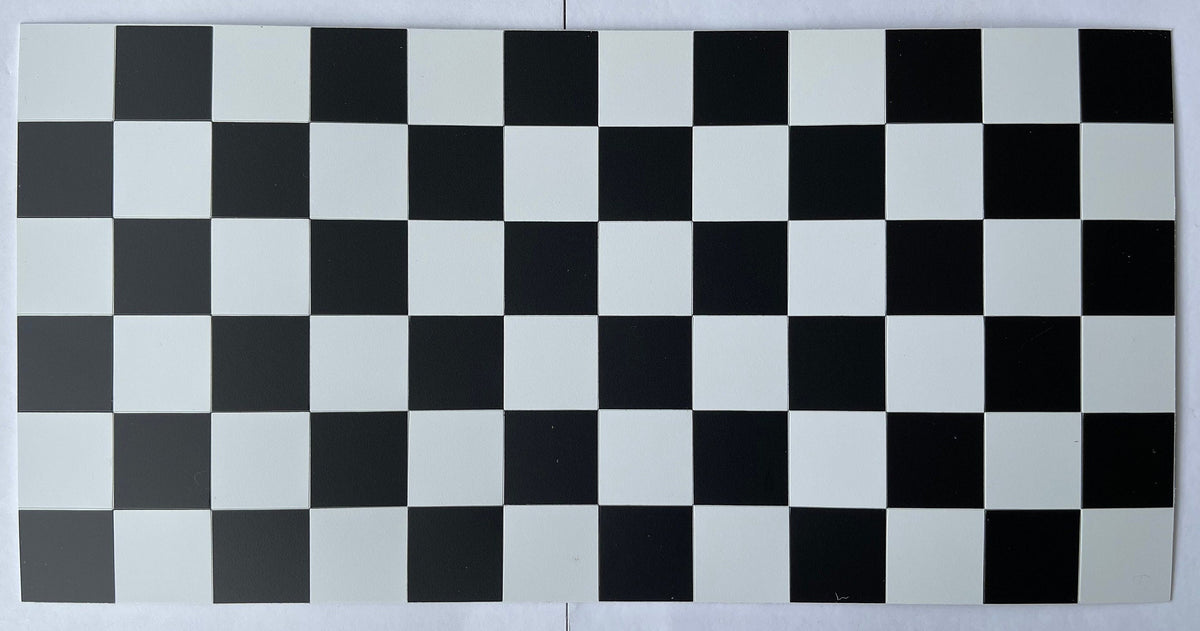 1:12 Scale Miniature Black and White Checkered Floor Tile Sheet, 6 x 12 Tiles, 4-13/16 x 9-5/8 inch, DIY Dollhouse Supply