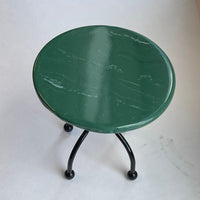 1:12 Dollhouse Miniature Green Marble Top Round Table with Metal Legs - D040