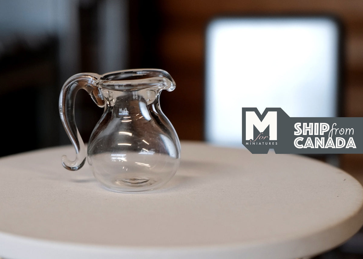 1:12 Scale Miniature Clear Glass Kettle with Lid, 7/8 inch tall, DIY Dollhouse Supply