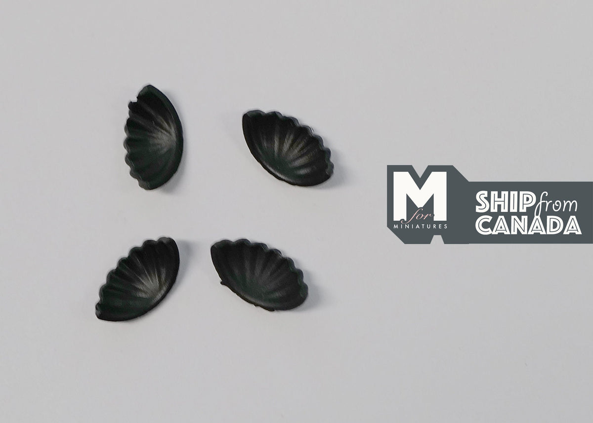 1:12 Scale Miniature Shell Half Moon Drawer Pulls, Set of 4, 3/8 inch long, DIY Dollhouse Supply (black) (J)