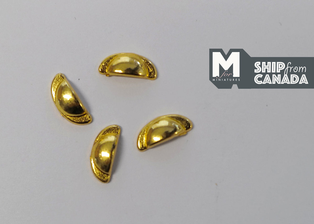 1:12 Scale Miniature Gold Half Moon Cabinet Pulls, Set of 4, 3/8 inch (A2)