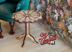 1:12 Scale Miniature Wood Pie Crust Tripod Table, Round Scalloped Top, 1-15/16 inch tall, DIY Dollhouse Supply (light brown)