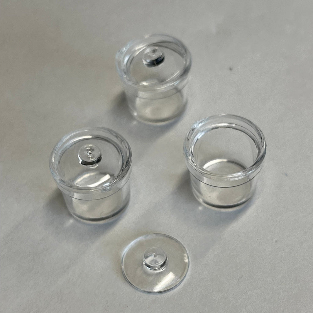 1:12 Scale Miniature Clear Round Canisters with Lids, Set of 3, 1/2 inch tall, DIY Dollhouse Supply