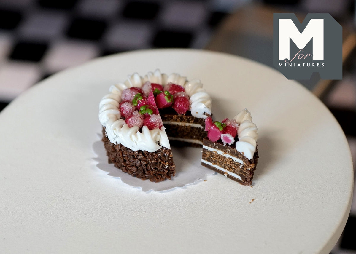 1:12 scale Dollhouse Miniature Strawberry and Chocolate Cake C019
