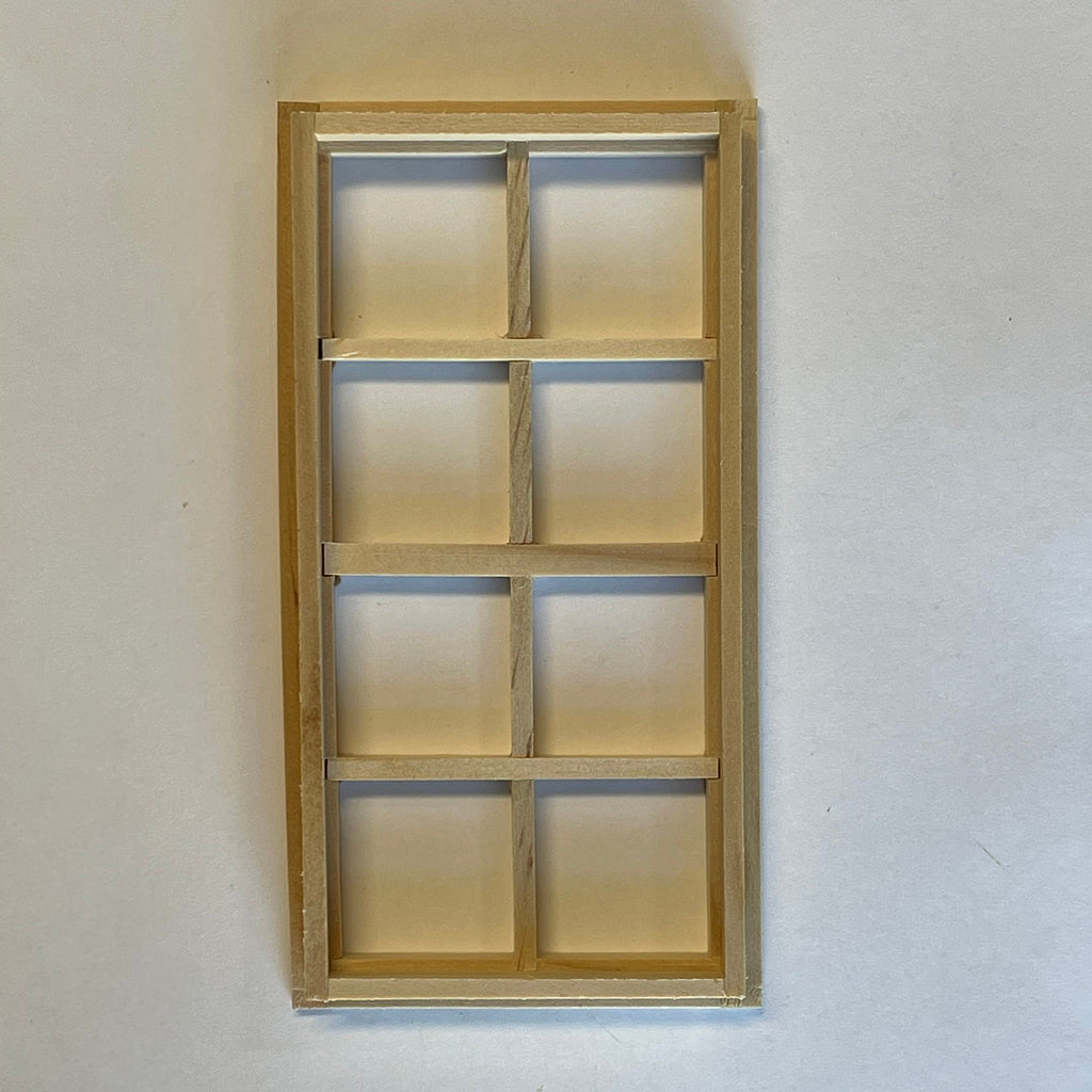 1:12 Scale Miniature Standard 8-Light Window Frame, Ready to Paint, Requires Installation, 5-1/4 inch tall (back trim sold separately)