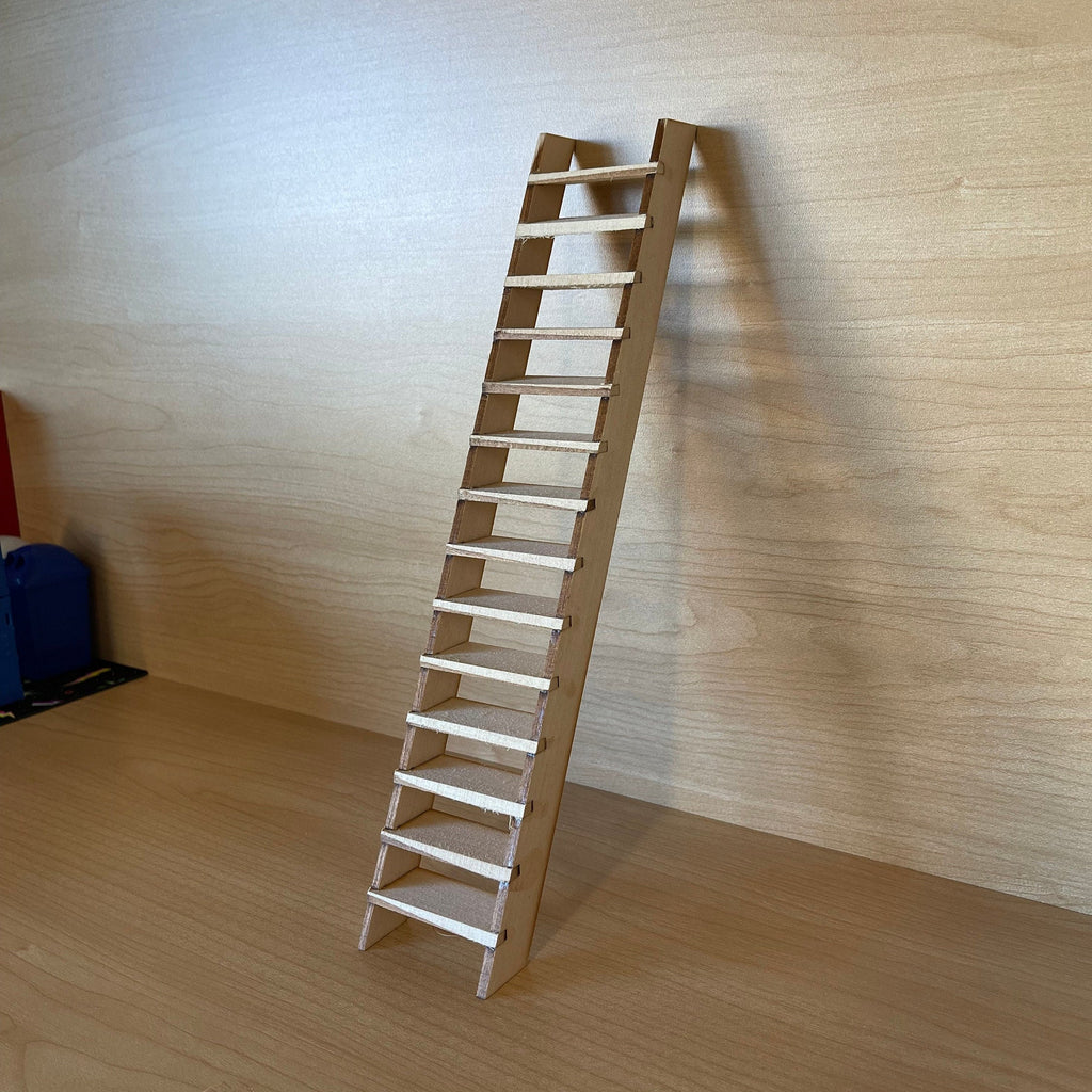 1:12 Scale Miniature Dollhouse Narrow Wood Staircase for 10 Inch Ceiling, 65 Degree, 11-1/8 inch tall