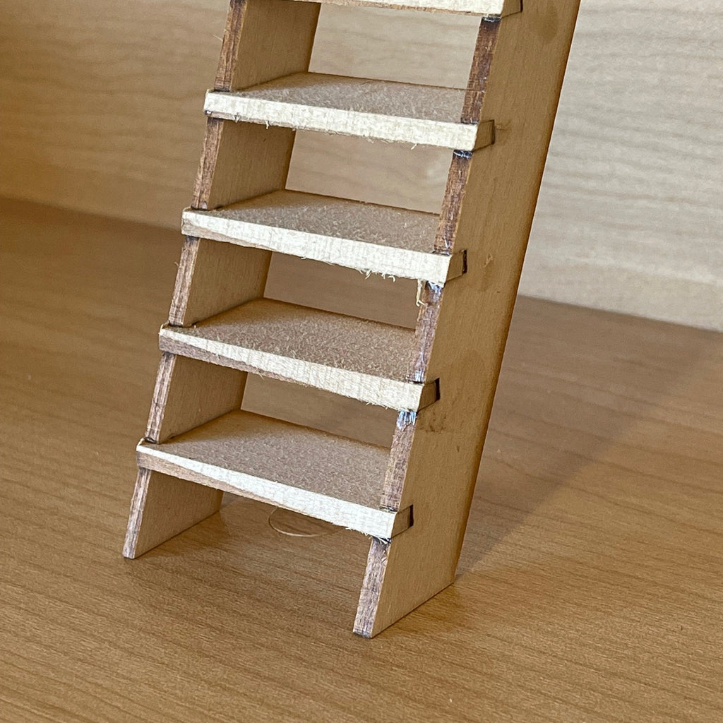 1:12 Scale Miniature Dollhouse Narrow Wood Staircase for 10 Inch Ceiling, 65 Degree, 11-1/8 inch tall