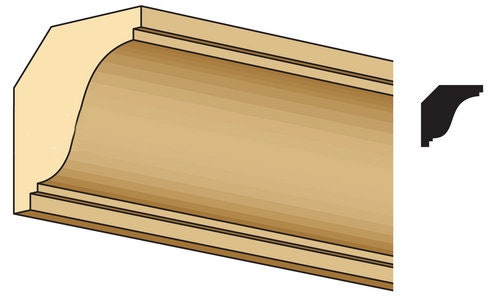 Miniature Classic Cove Wood Cornice Molding for Dollhouse Ceilings, 12 inch long