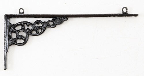 1:12 Scale Miniature Hanging Sign Bracket, Ornate Scrollwork, 2-3/16 inch long, DIY Dollhouse Supply (black)