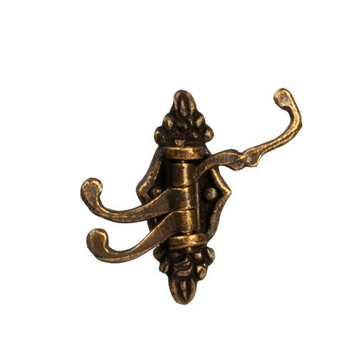 1:12 Scale Miniature Metal Dollhouse Triple Coat Hook, 13/16 inch tall (brass)
