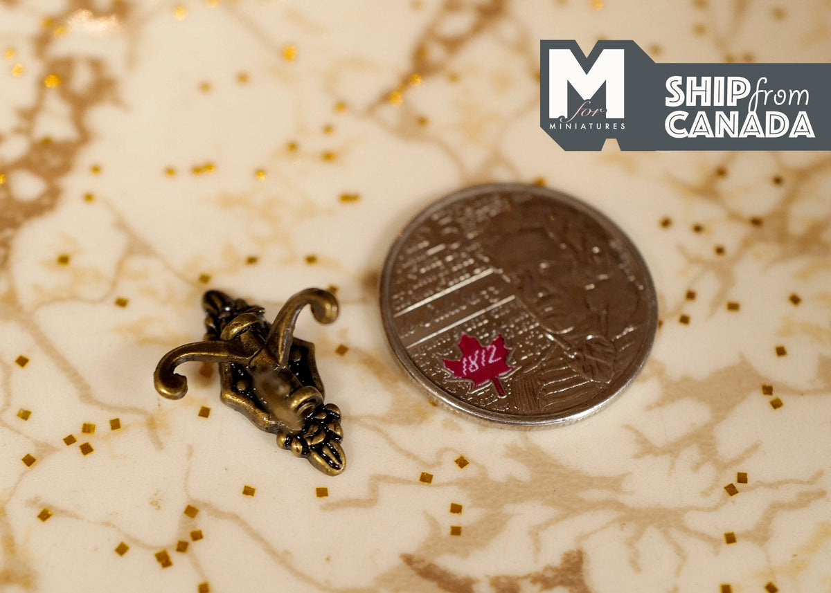 1:12 Scale Miniature Metal Dollhouse Triple Coat Hook, 13/16 inch tall (brass)