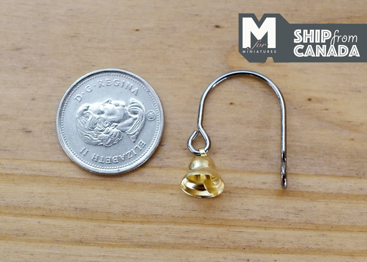 1:12 Scale Miniature Door Bell DIY Kit, Unassembled Metal Bell with Hook Arm, Dollhouse Hardware Supply