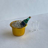 1:12 Dollhouse Miniature Ice Bucket with Wine bottle and Ice, Wine Glasses Set of 3 Miniature Wine Bottle , Miniature Wine Glasses - B032