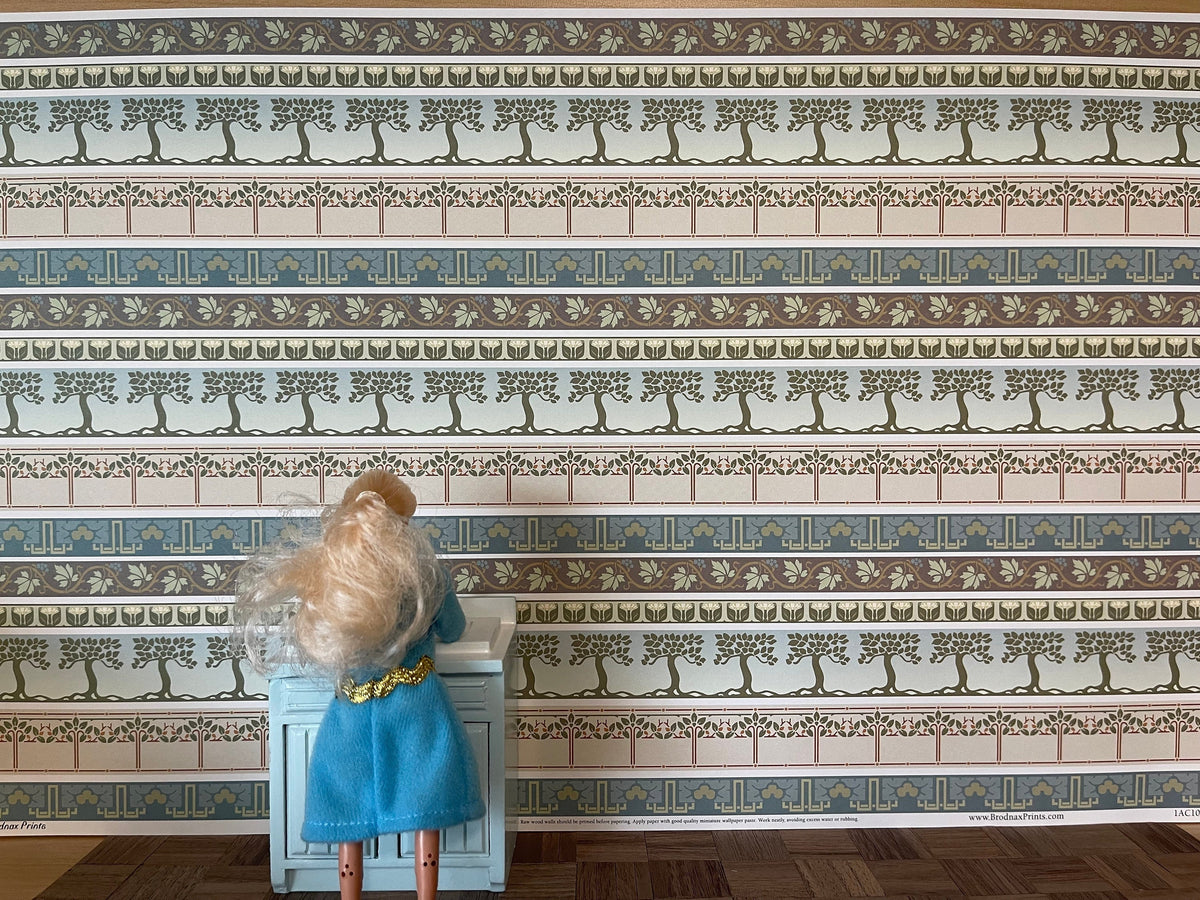 1:12 Scale Miniature Arts and Crafts Wallpaper Border Sheet, 15 Strips in 5 Designs, 18-1/8 x 11-7/16 inch, DIY Dollhouse Supply