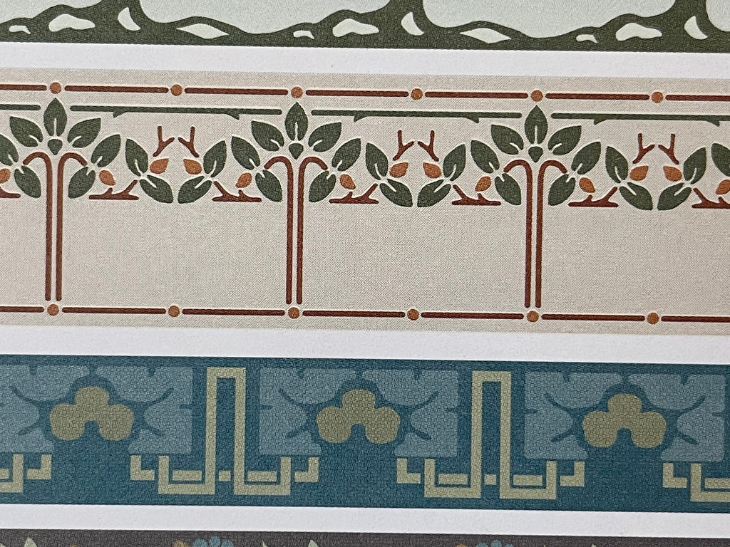 1:12 Scale Miniature Arts and Crafts Wallpaper Border Sheet, 15 Strips in 5 Designs, 18-1/8 x 11-7/16 inch, DIY Dollhouse Supply