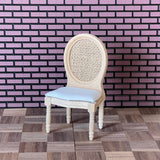 1:12 Dollhouse Miniature Wooden Chair with Hemp Woven Back and Cushion Seating Pad - Unfinished Furniture