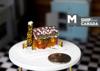 1:12 Scale Miniature Christmas Gingerbread House with Snowy Roof, 1-3/4 inch long, DIY Dollhouse Supply