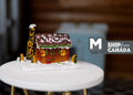 1:12 Scale Miniature Christmas Gingerbread House with Snowy Roof, 1-3/4 inch long, DIY Dollhouse Supply
