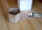 Miniature Weathered Hexagon Planter Pot 1:12 Scale Dollhouse Garden Large Size Geometric Tree Planter 1-1/4 inch tall (brown) - B074
