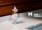 1:12 Scale Miniature Glass Candy Jar with Pastel Candies, Star Top Lid, 1-3/16 inch tall, DIY Dollhouse Supply