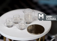 1:12 Dollhouse Miniature Water Jar with Ice and 3 Glasses Water with Ice / miniature beverage fountain drink - E016