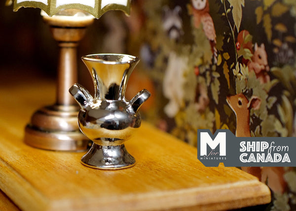 1:12 Dollhouse miniature metal sliver vase F048