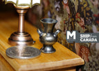1:12 Scale Miniature Metal Ewer Vase with Handle, 7/8 inch tall, DIY Dollhouse Supply (brass)