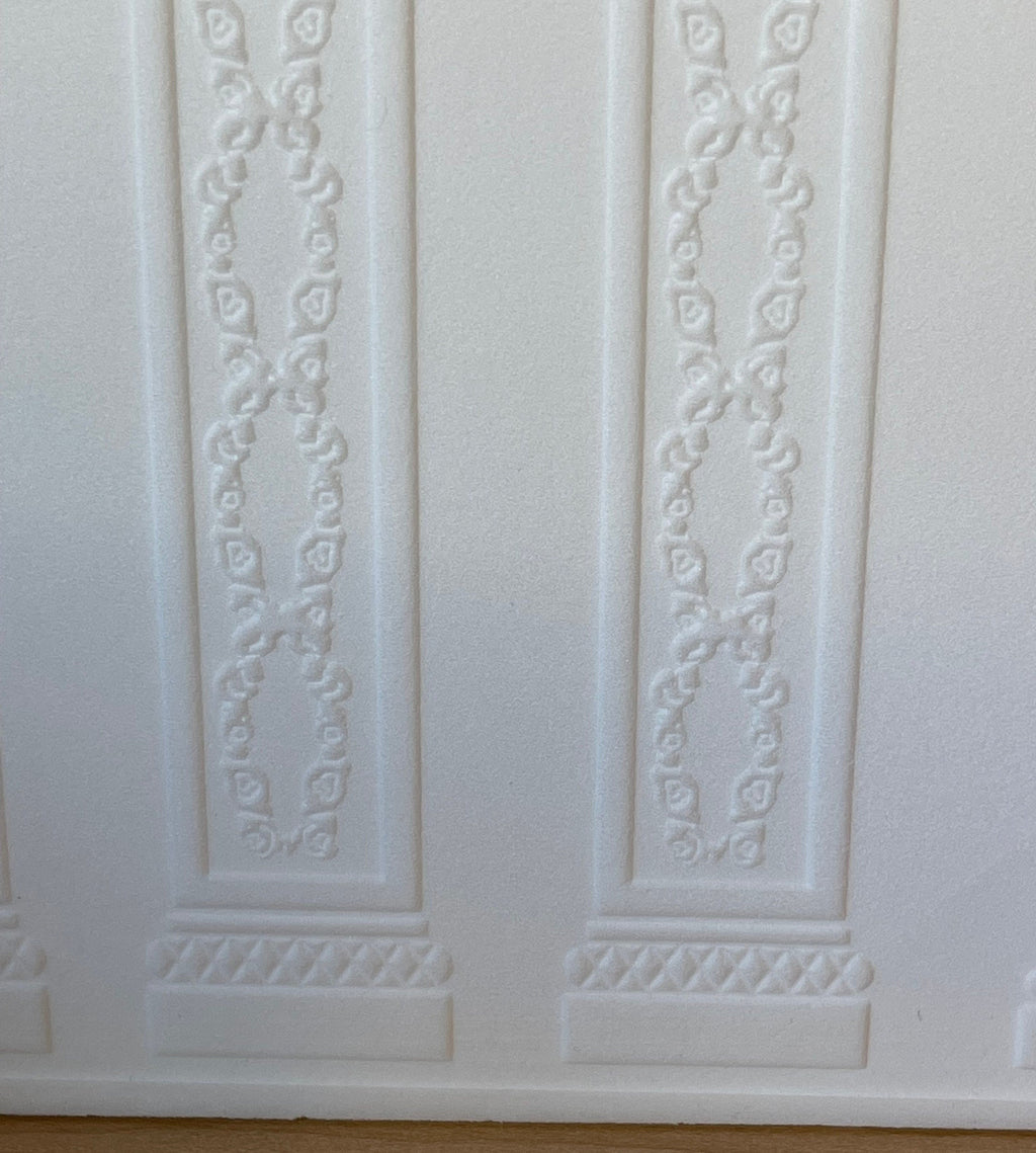 1:12 Scale Miniature Ornate Pilaster Wall Panel, Embossed Foam Board, 13-1/2 x 9-3/4 inch, DIY Dollhouse Supply