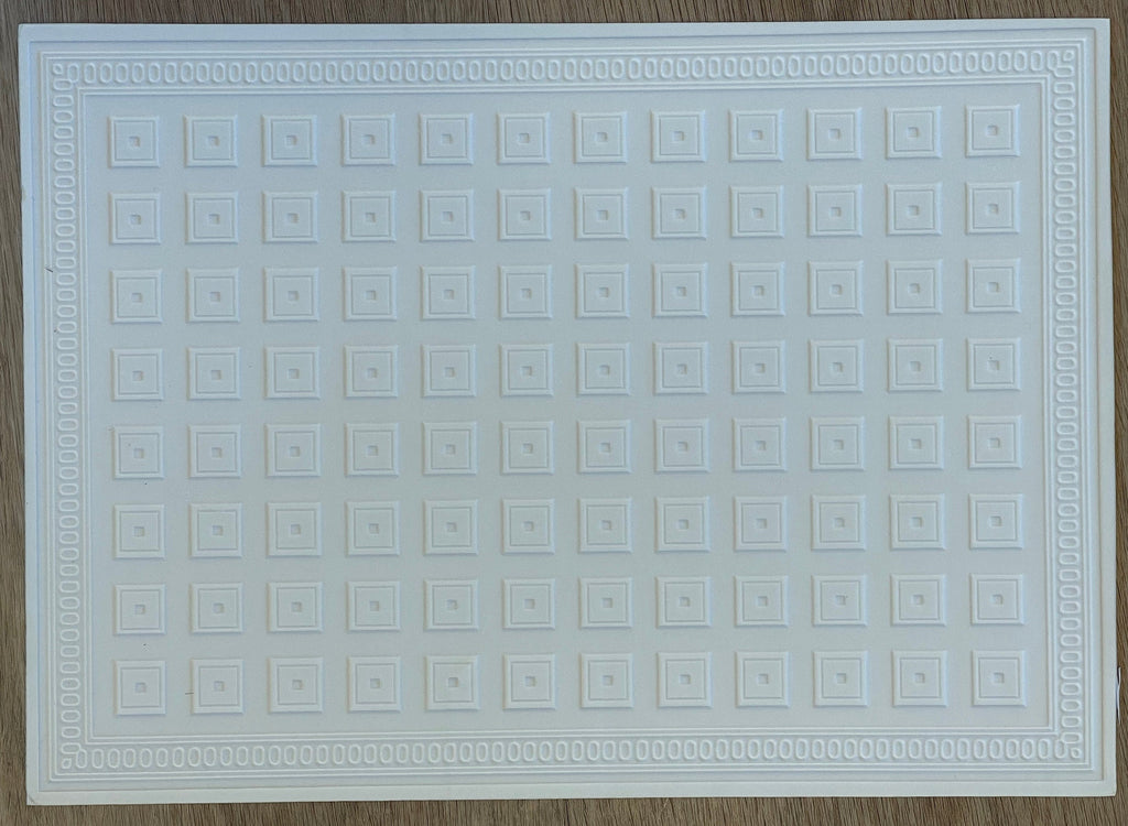 1:12 Scale Miniature Coffered Ceiling Panel, Embossed Foam Board, 13-1/2 x 9-3/4 inch, DIY Dollhouse Supply