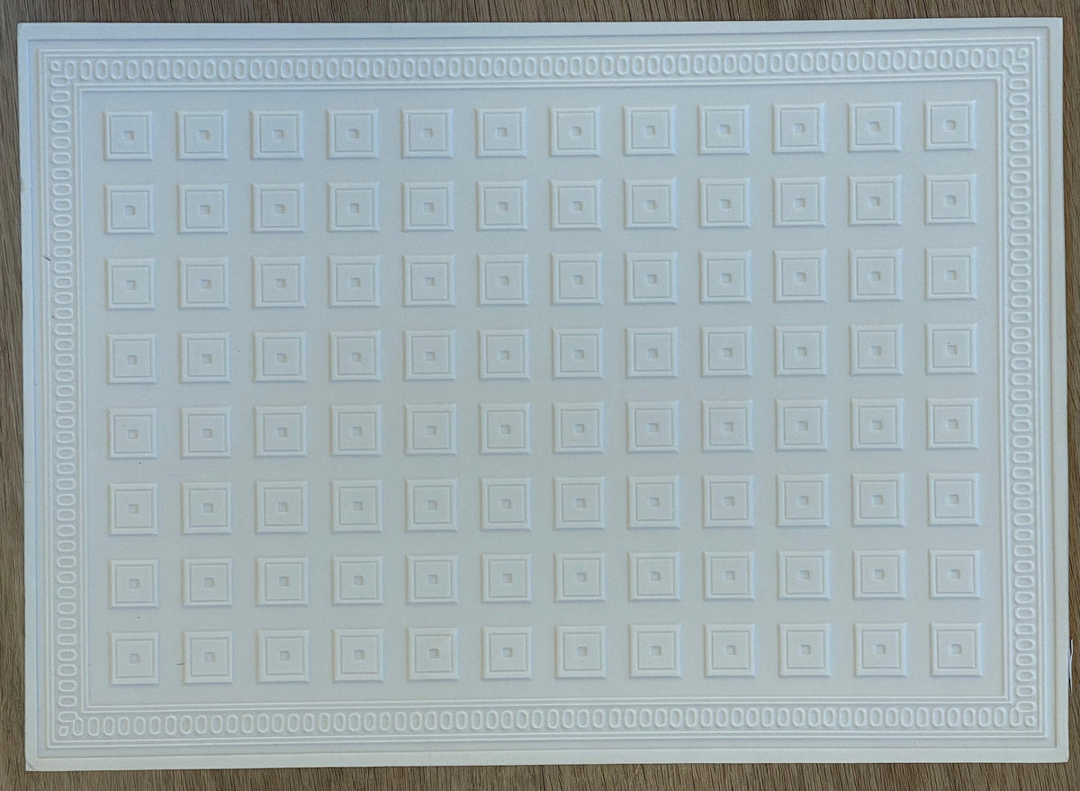 1:12 Scale Miniature Coffered Ceiling Panel, Embossed Foam Board, 13-1/2 x 9-3/4 inch, DIY Dollhouse Supply