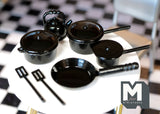 Miniature  style cooking pot cookware set dolls house 7-piece 1 12 miniature - A046