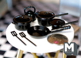 Miniature  style cooking pot cookware set dolls house 7-piece 1 12 miniature - A046