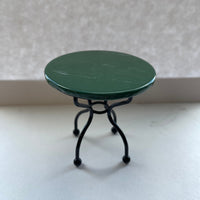 1:12 Dollhouse Miniature Green Marble Top Round Table with Metal Legs - D040