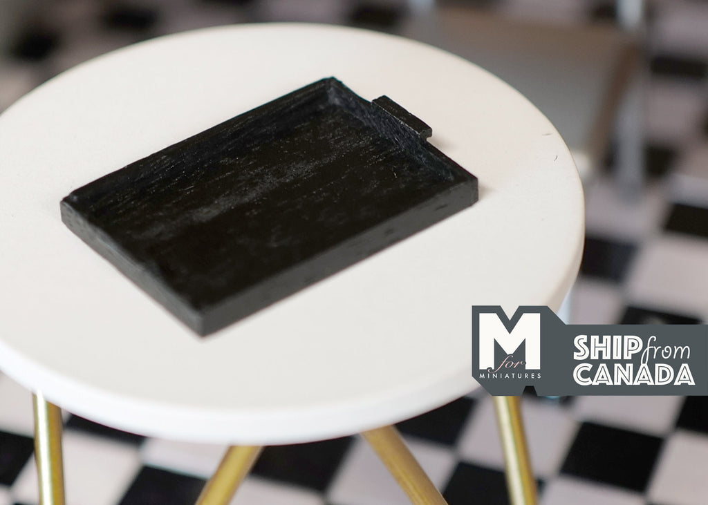 1:12 Scale Miniature Wood Tray, Rectangular, 1-3/4 inch long, DIY Dollhouse Supply (black)