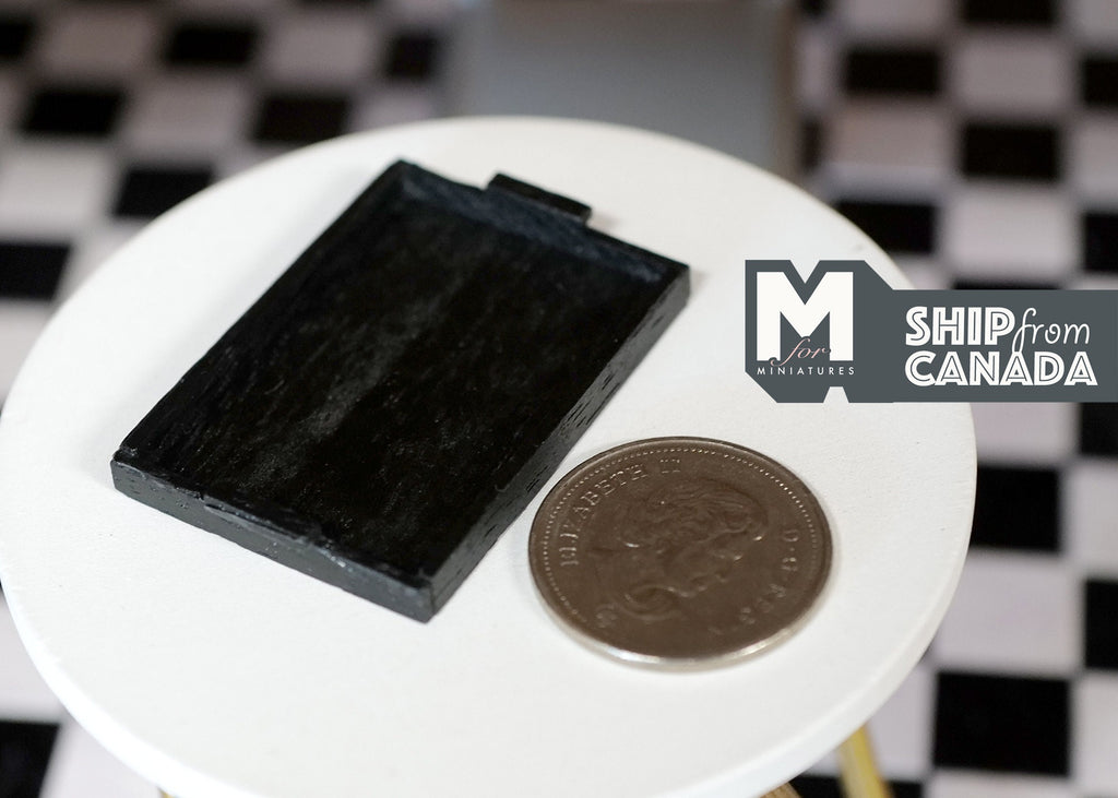 1:12 Scale Miniature Wood Tray, Rectangular, 1-3/4 inch long, DIY Dollhouse Supply (black)