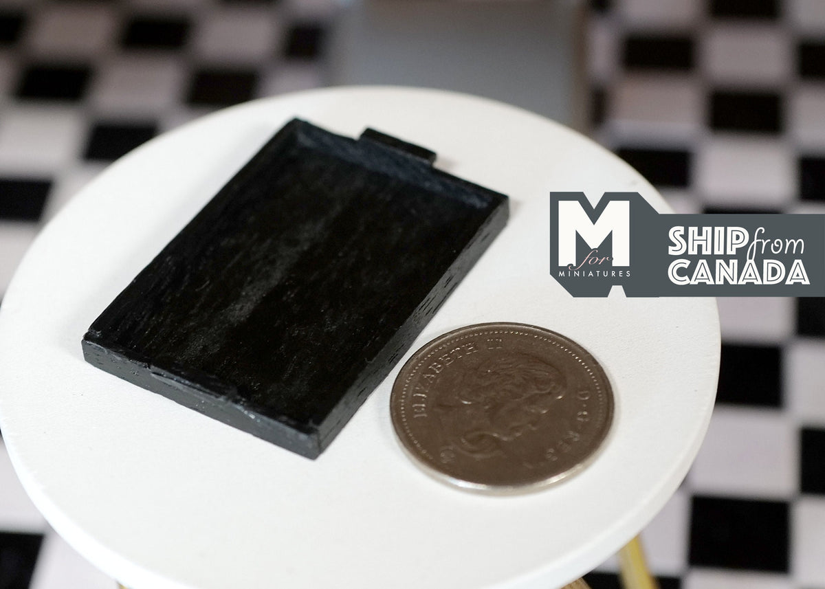 1:12 Scale Miniature Wood Tray, Rectangular, 1-3/4 inch long, DIY Dollhouse Supply (black)