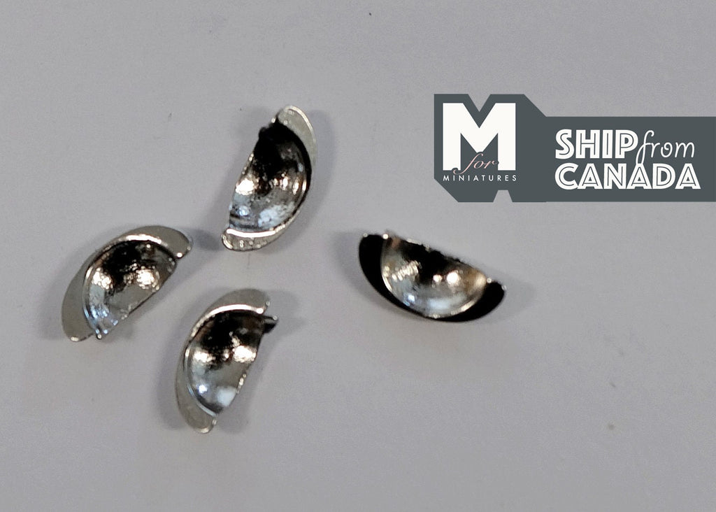 1:12 Scale Miniature Silver Half Moon Cabinet Pulls, Set of 4, 3/8 inch (T)