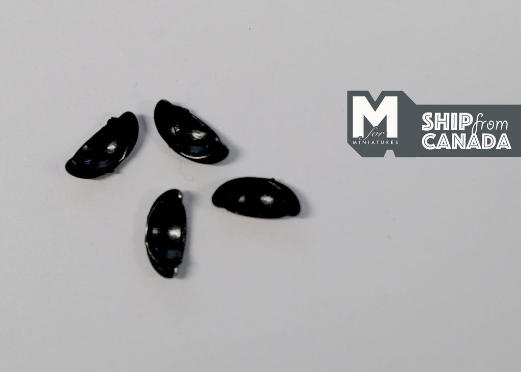 1:12 Scale Miniature Half Moon Drawer Pulls, Set of 4, 3/8 inch wide, DIY Dollhouse Supply (black) (a3)